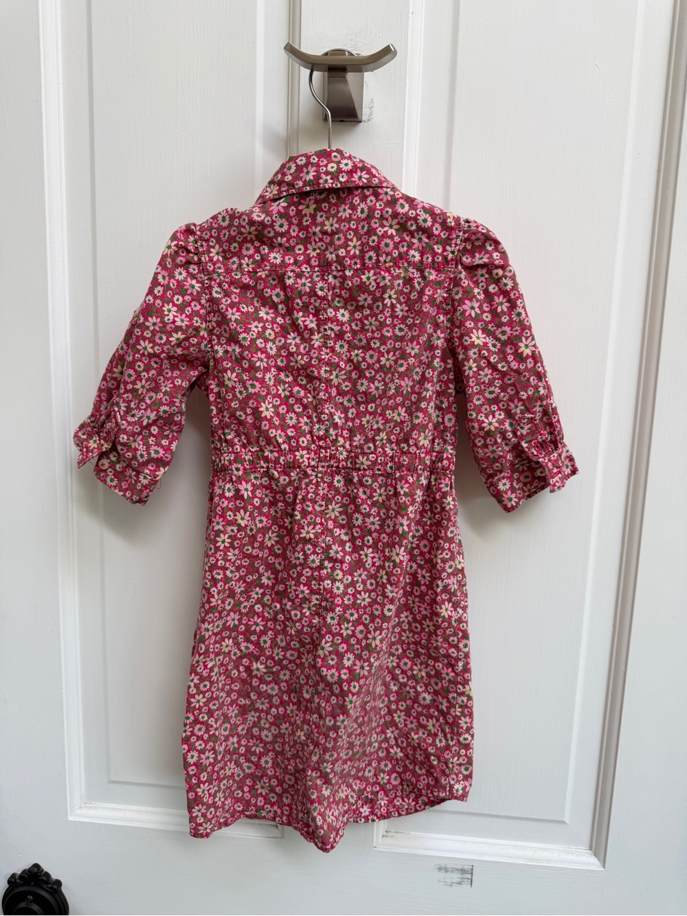 Baby GAP Girls 4 Pink Floral Ruffle-Front Long Sleeve Dress - Picture 7 of 7